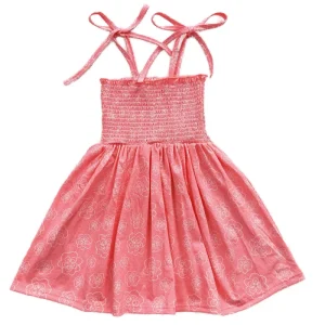 Kids Clothes Dress Baby Girls Sleeveless OEM Prints Smocked Knee Length Dresses