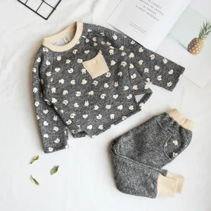 Kids Clothes Set Plus Velvet Girls Cartoon Printed Wear Suit Shirt & Trousers Costume Toddler Girl Winter Clothing Set