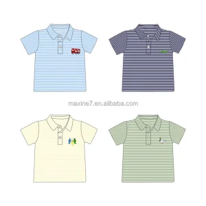 Kids Clothing Custom T shirt Short Sleeve Cotton Striped Casual Baby Boy Polo Shirt