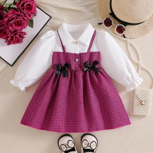 Kids Clothing Factory Baby Girls Summer Dress Doll Collar Long Sleeves Elegant Dresses for Girls Princess Dress