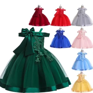 Kids Clothing Girl Princess Dress Kids Off Shoulder Ball Gown Flower Girls Party Dress
