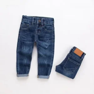 Kids Clothing Ripped Washed Denim Jeans for Children 3-8Y Casual Style Spandex Boys Jean