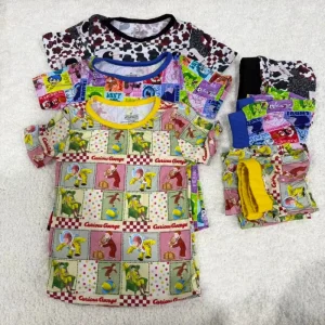 Kids Clothing Sets Coloring Pajamas Baby Summer Short Sleeve Shorts Set Bamboo Pajamas Children’s Short Shirt Two-piece Set