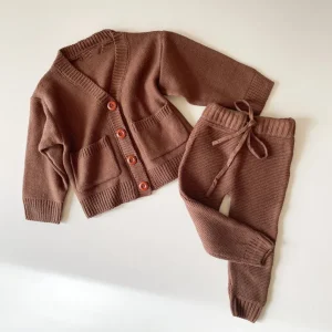 Kids Clothing Sweaters Knit Cardigan Girls Sweaters Long Pants Knitting Set