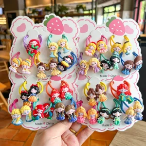 Kids Colorful Hair Ties Cute Cartoon Elastic Hair Rubber Bands Princess Design No Hurt Hair Ropes for Kids