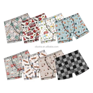 Kids Comfortable Bamboo Fiber Underwear Shorts Boys Breathable Print Boxers with Elastic Waist