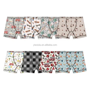 Kids Comfortable Bamboo Fiber Underwear Shorts Boys’ Breathable Print Boxers with Elastic Waist Boutique Collection