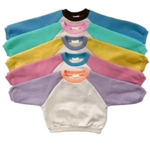 Kids Contrast Sleeve Sweatshirt Color Block Oversize Top Boys Jumper Sweater