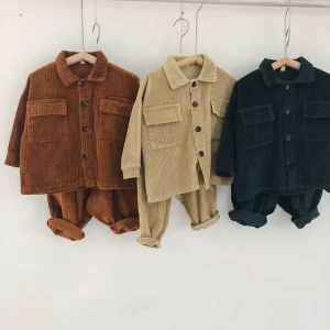 Kids Corduroy Jacket Vintage Long Sleeve Children Boy Girl Casual Coat Autumn Winter Outfit