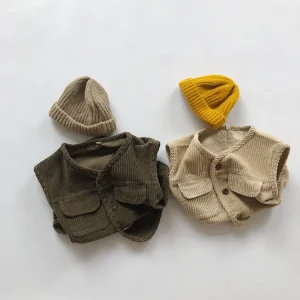 Kids Corduroy Vest with Pockets Sleeveless Waistcoat for Boys & Girls Toddler Corduroy Vest with Pockets