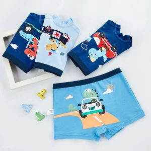 Kids Cotton Underwear Cute Boys Cartoon Boxer Briefs Underwear for Children
