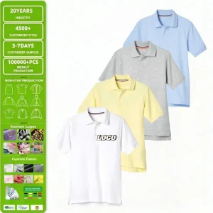 Kids Custom logo Pique Golf Polo t Shirts School Uniform Short Sleeve Boys and Girls Causal Sports Wear 60% Cotton 40% Spandex