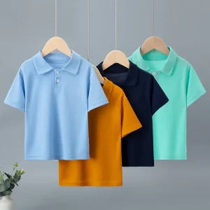 Kids Customized Color Polo Shirt Short Sleeve Cotton Toddler Boys Girls School Uniform Polo Tee with Custom Logo Brand