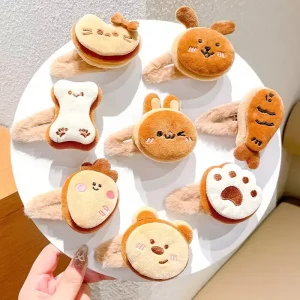 Kids’ Cute Acetate Plush Animal Hair Clips for Sweet Style Parties