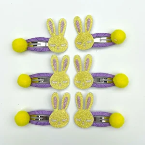 Kids Cute Hair Accessories Metal Snap Hair Barrettes Easter Bunny Hair Clips for Girls Toddlers Kids Women Baby 2pcs Set