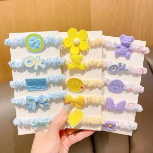 Kids Cute Multicolor Elastic Hair Ties for Toddlers Soft Seamless Ponytail Holders
