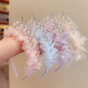 Kids’ Cute Tulle Tiara Crown Hairband for Birthday Party