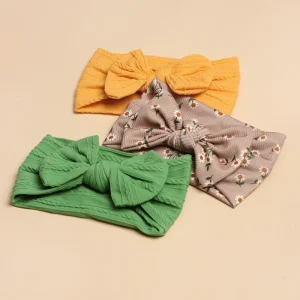 Kids Eco-Friendly Waterproof Soft Nylon Printed Bow Headband Set