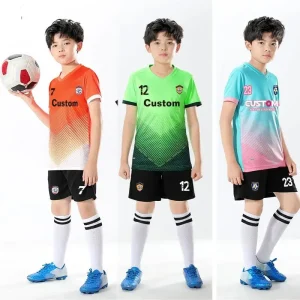 Kids Football Jerseys Custom Youth Sports Uniforms for Boys Girls Soccer School Wear 100% Polyester Quick Dry Stretch