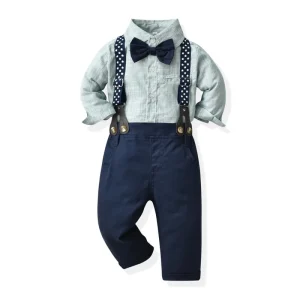 Kids Gentleman Set for Baby Boys Summer Solid Shorts with Bowtie Clothing Suit for Toddler Boys Clothing