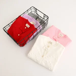 Kid’s Girl Pure Color Christmas Cardigan Sweater Designs Pictures