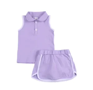 Kids Girl Summer Clothing Set Blank Cotton Little Girl Polo Shirt Skirt Shorts 2 Piece Outfits Sports Pleated Skirt