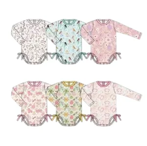 Kids Girl Swimsuit Printed Baby Ruffle Long Sleeve Swimwear Set