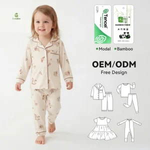 Kids Girls Bamboo Pajamas Sets Toddler Printing Bamboo Sleepwears OEM ODM Children’s Bamboo Clothes Supplier