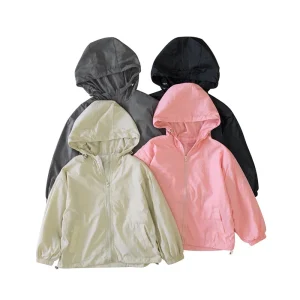 Kids Girls Boys Windproof Jacket Women Girls Casual Long Sleeve Jacket Lightweight Sweatshirt With Pockets