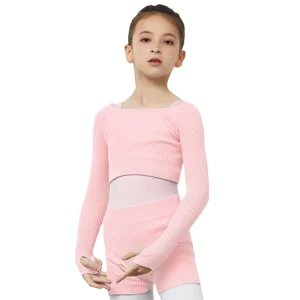 Kids Girls Children Training Warm up Wear Shoulder Ballet Dance Sweaters