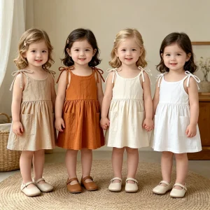 Kids Girls Clothing Summer Dresses Baby Dress Girl Birthday Party Skirts Linen Cotton Children Clothes