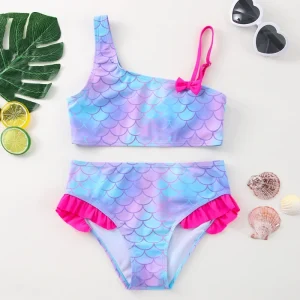 Kids Girls Cute Two Piece Swimsuit for 3 8 Years Sleeveless Two Piece Swimwear