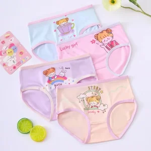 Kids Girls Panties Cute Print Mid Waist Breathable Comfortable Triangle Panties for Girls