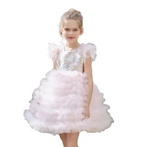 Kids Girls Sleeve Party Birthday Dress