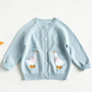 Kids Girls Sweater Cotton OEKO TEX Certified Cardigan Custom Pattern Children’s Knitwear Manufacturer