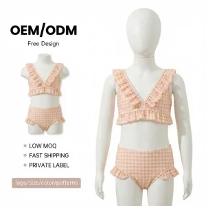 Kids Girls Swimwear Bikini Set Two Piece Swimsuit Summer Casual Quick Dry Beach Wear Custom Logo
