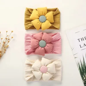 Kids Hair Accessories Baby Girl Newborn Headband Stretch Flower Hairbands Hair Bow Nylon Headbands for Baby