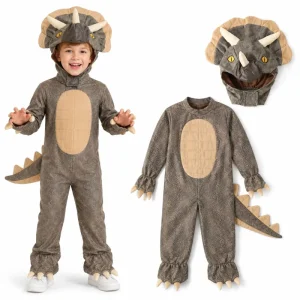 Kids Halloween Dinosaur Costume Triceratops Dragon Cosplay Jumpsuit for Boys Girls Carnival Party Performance Outfit Sets