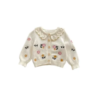 Kids Handmade Floral Knitted Baby Clothes Knit Cardigan Girls Children’s Cardigan Sweaters