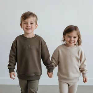 Kids High Quality Plain Pullover Sweatshirt Toddler Baby Boy Girl Clothes Custom Logo Family Matching Crewneck Sweatshirt