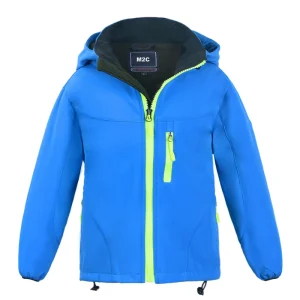 Kids Hooded Fleece Lined Waterproof Windbreaker Warm Softshell Jackets for Boys and Girls