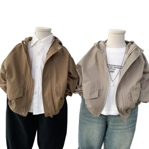 Kids Jackets Hooded Boys Solid Color Jackets Trendy Casual Boys Jackets