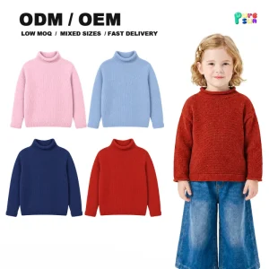 Kids Knitted 100 Cotton Sweater Christmas Gift Roll Neck Children Clothing Baby Girls Rollneck Sweaters