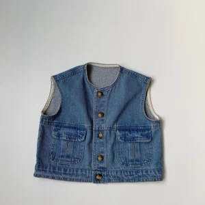 Kids Korean All match Denim Vest Kids Spring Summer Simple Denim Vest Boys Fashion Sleeveless Denim Coat