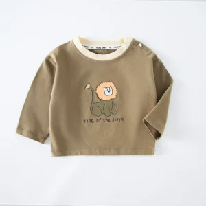 Kids Korean Style Cotton Long Sleeve T-shirt Autumn & Spring Wear Unisex Base Shirt for Toddler Boys and Girls