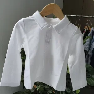 Kids Long Sleeve Polo Shirt Boys Girls School Uniform Tops Soft Knit Solid Color Spring Casual T Shirts