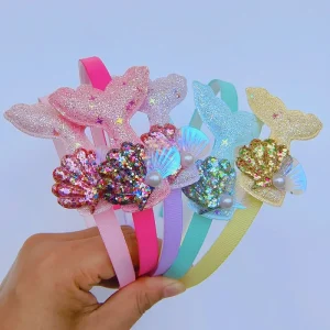 Kids’ Mermaid Inspired Pearl Shell Hair Clip Headband