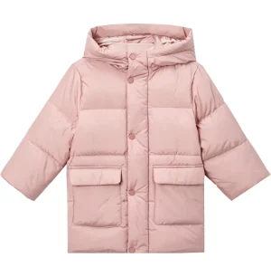 Kids Mid-Length Hooded Jacket Winter Warm Coat with Snap Buttons and Patch Pockets for Boys and Girls