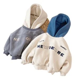 Kids New Arrival Spring Warm Fleece Kids Hoodies Patchwork Baby Boys Girls Casual Children Pullover Outerwear 2 7Y