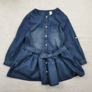 Kids New Fashion Frocks Denim Dress Baby Girl Spring Dress With Belt